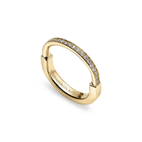 18K Tiffany Lock Diamonds Yellow Gold Ring