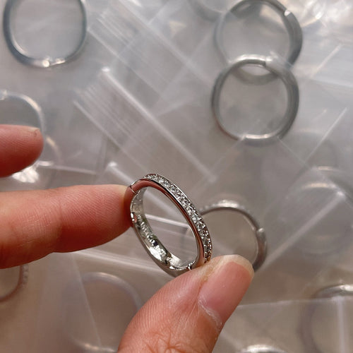 18K Tiffany Lock Diamonds White Gold Ring