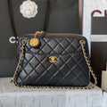 CHANEL CAMERA BAG 24 IN BLACK QUILTED LAMBSKIN DOUBLE C GOLD COIN