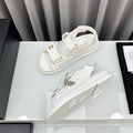 CHANEL dad sandals white pantet lambskin