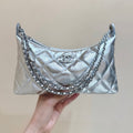 CHANEL 25S HOBO BAG KABELKA 26 IN SILVER CALFSKIN